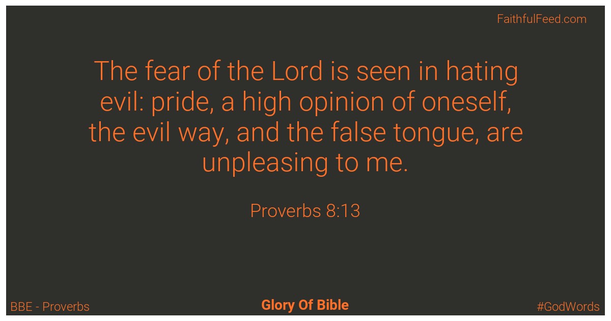 Proverbs 8:13 - Bbe