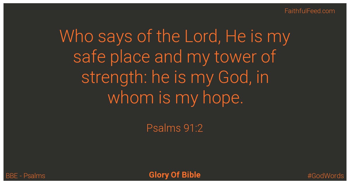 Psalms 91:2 - Bbe