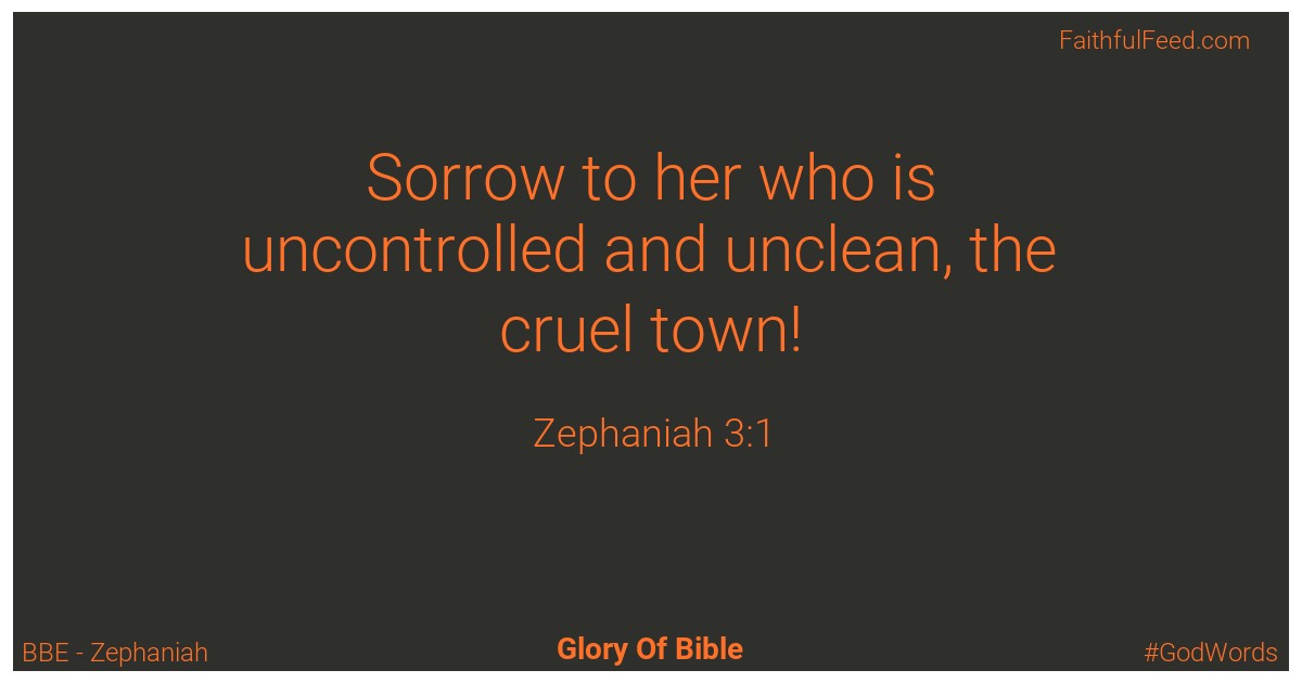 Zephaniah 3:1 - Bbe