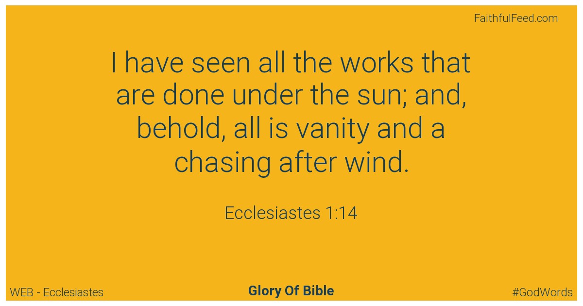 Ecclesiastes 1:14 - Web