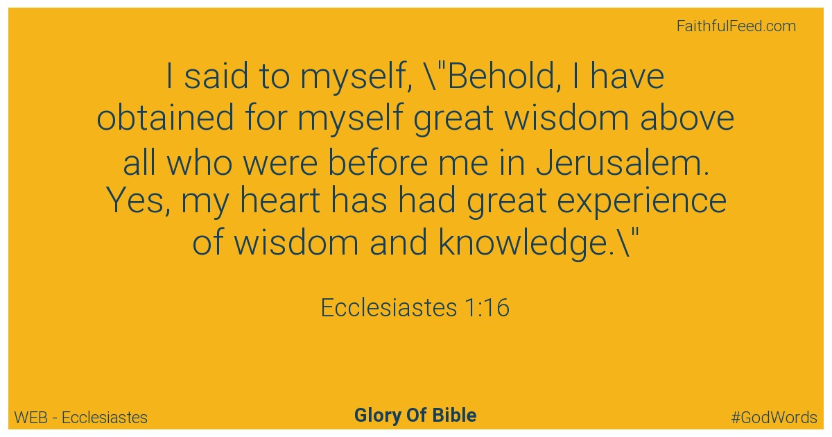 Ecclesiastes 1:16 - Web