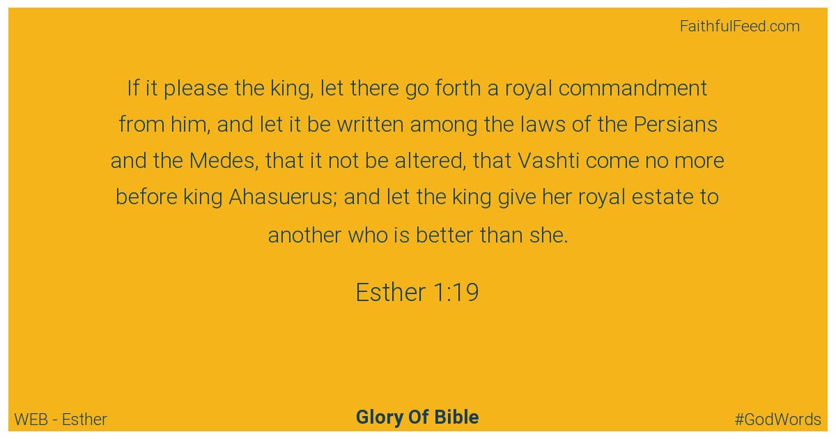 Esther 1:19 - Web