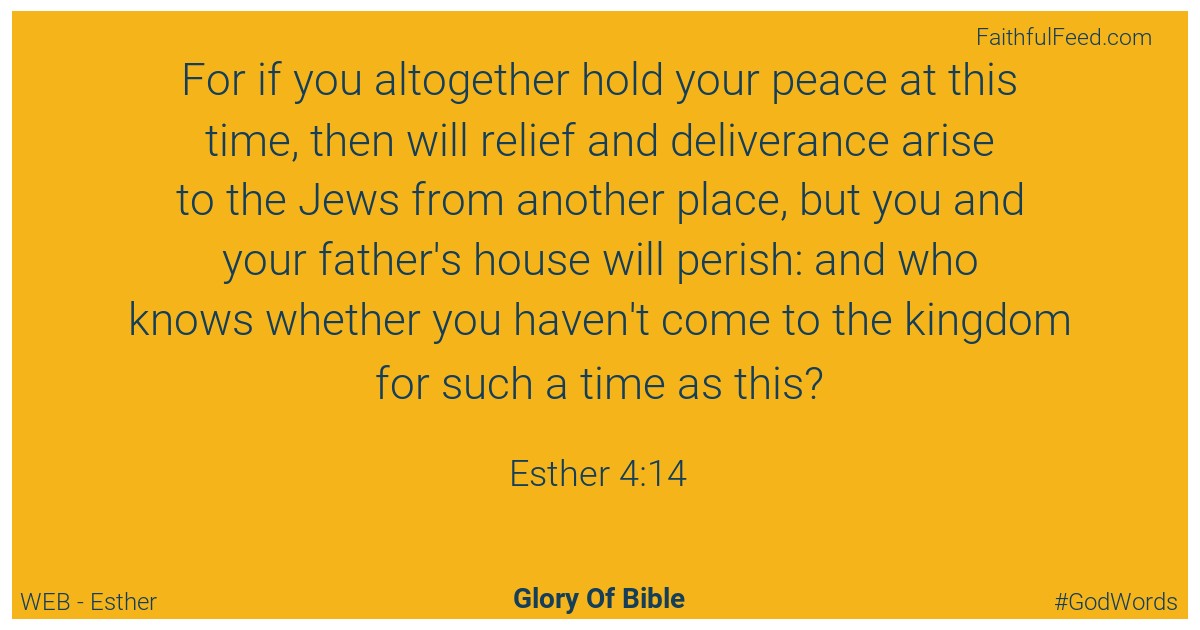 Esther 4:14 - Web