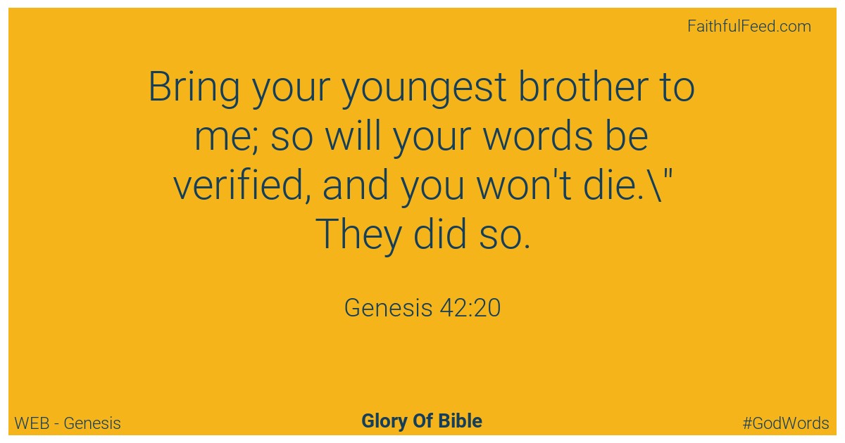 Genesis 42:20 - Web
