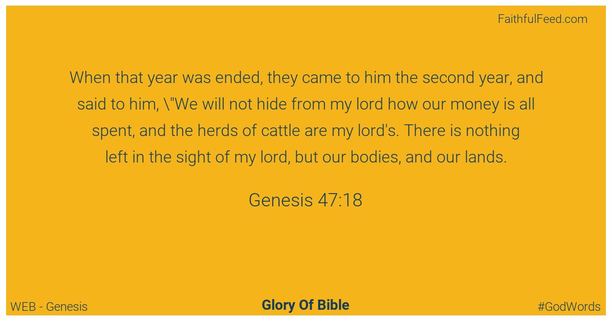 Genesis 47:18 - Web