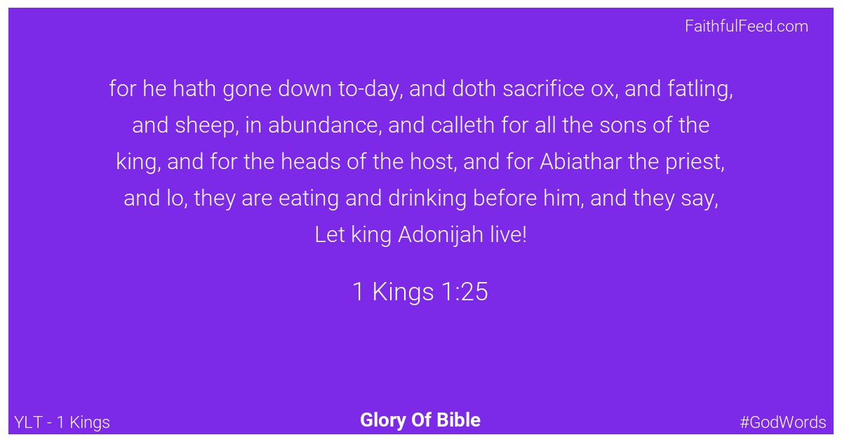 1-kings 1:25 - Ylt