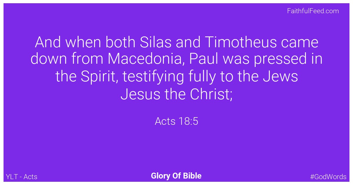 Acts 18:5 - Ylt
