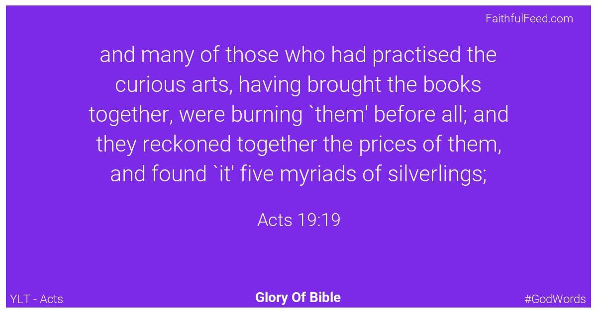 Acts 19:19 - Ylt