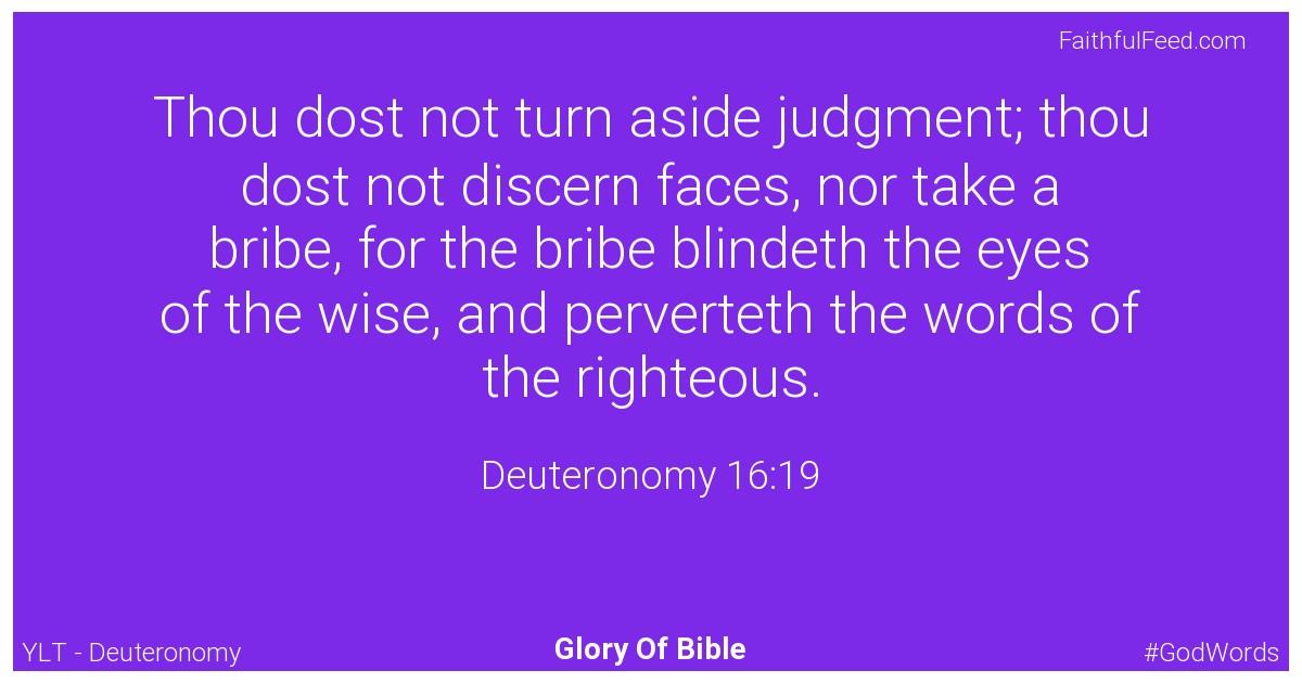 Deuteronomy 16:19 - Ylt