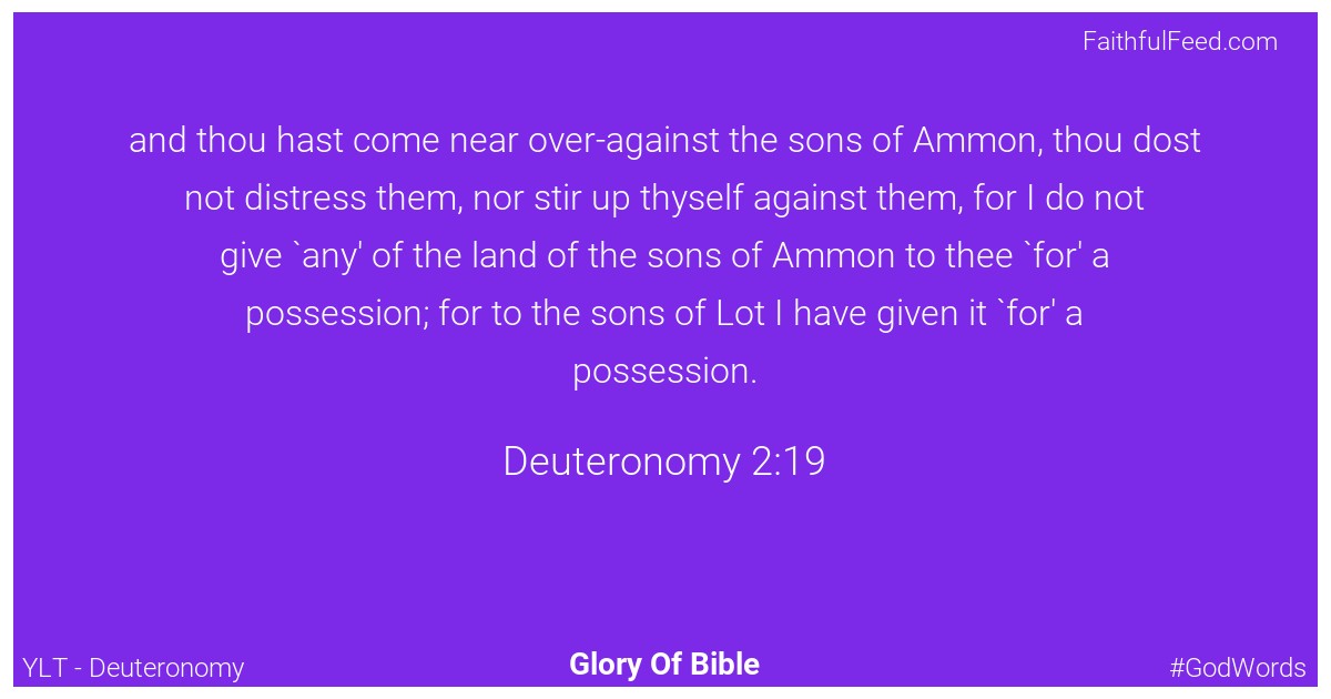 Deuteronomy 2:19 - Ylt