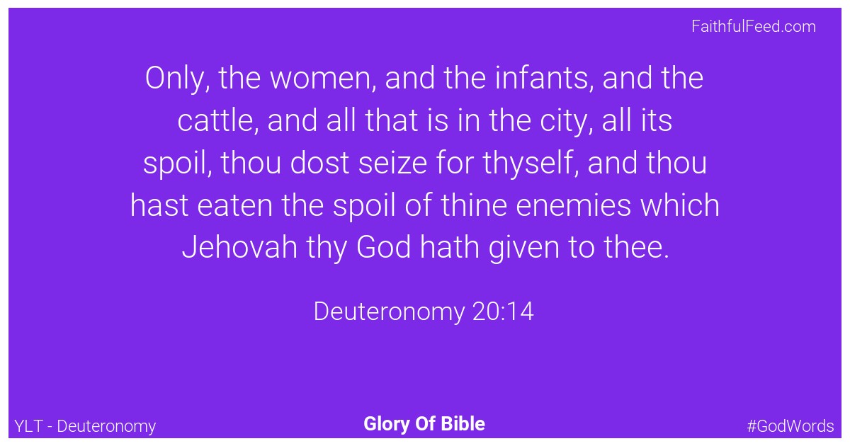 Deuteronomy 20:14 - Ylt