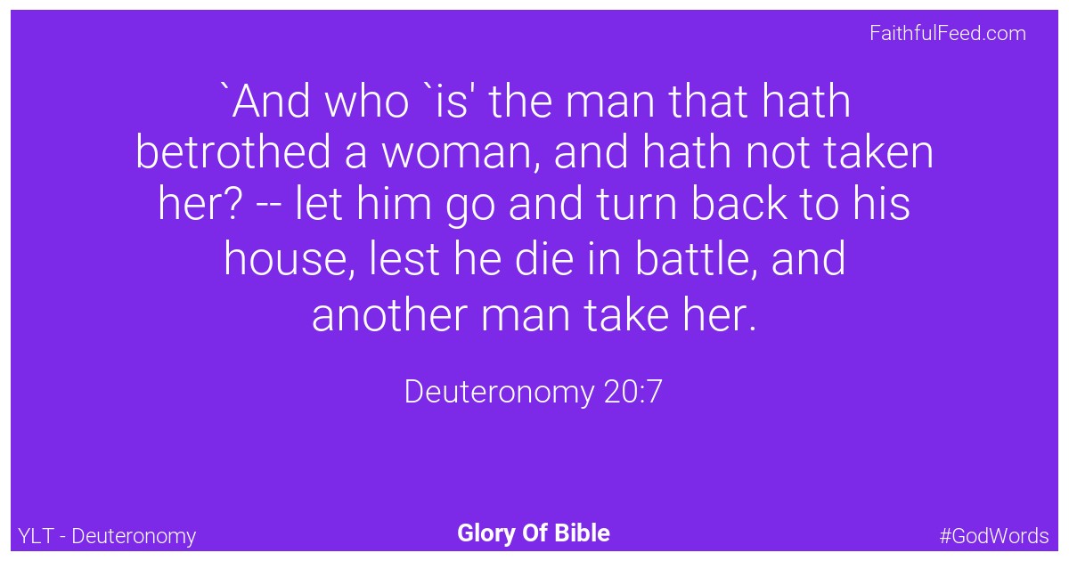 Deuteronomy 20:7 - Ylt