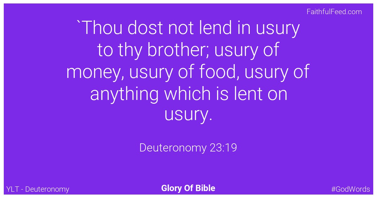 Deuteronomy 23:19 - Ylt