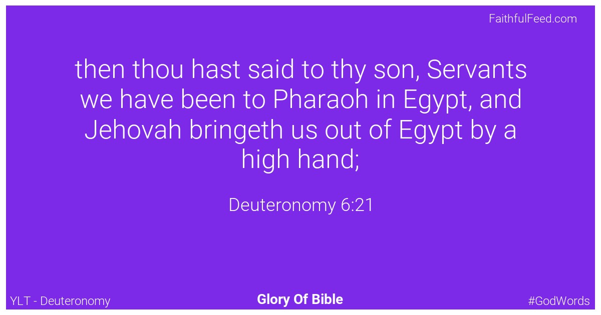 Deuteronomy 6:21 - Ylt