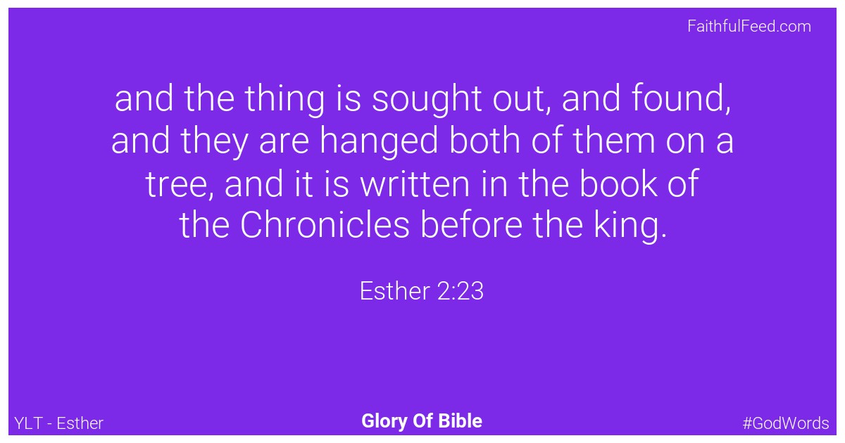 Esther 2:23 - Ylt