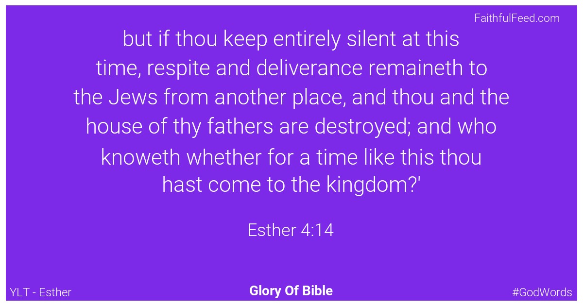 Esther 4:14 - Ylt