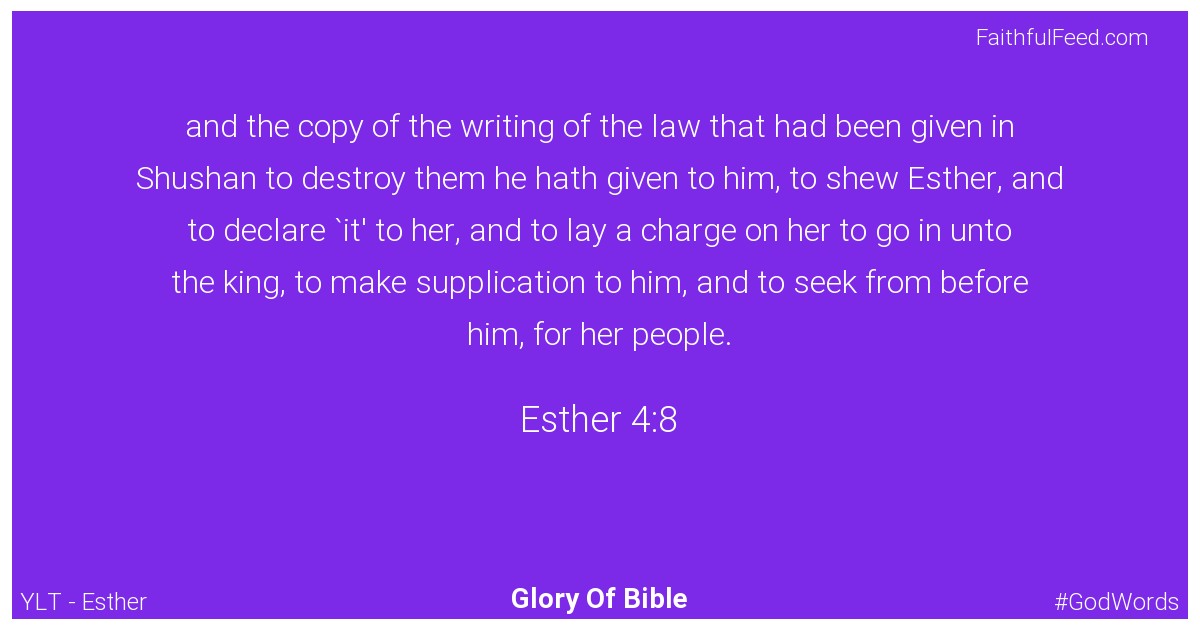 Esther 4:8 - Ylt