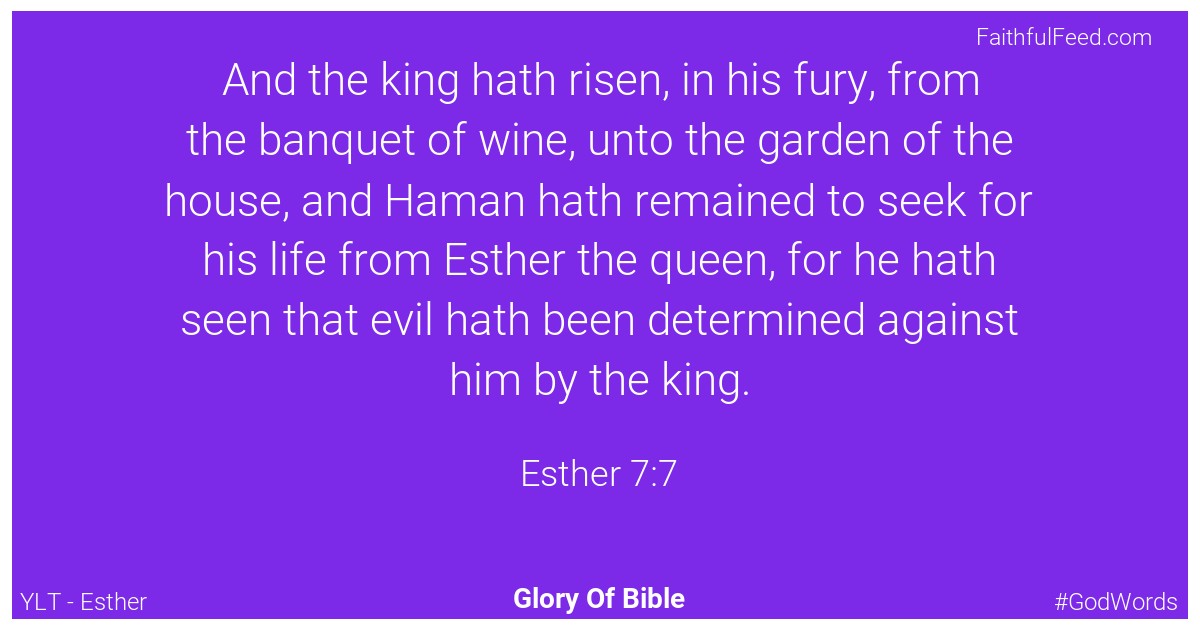 Esther 7:7 - Ylt
