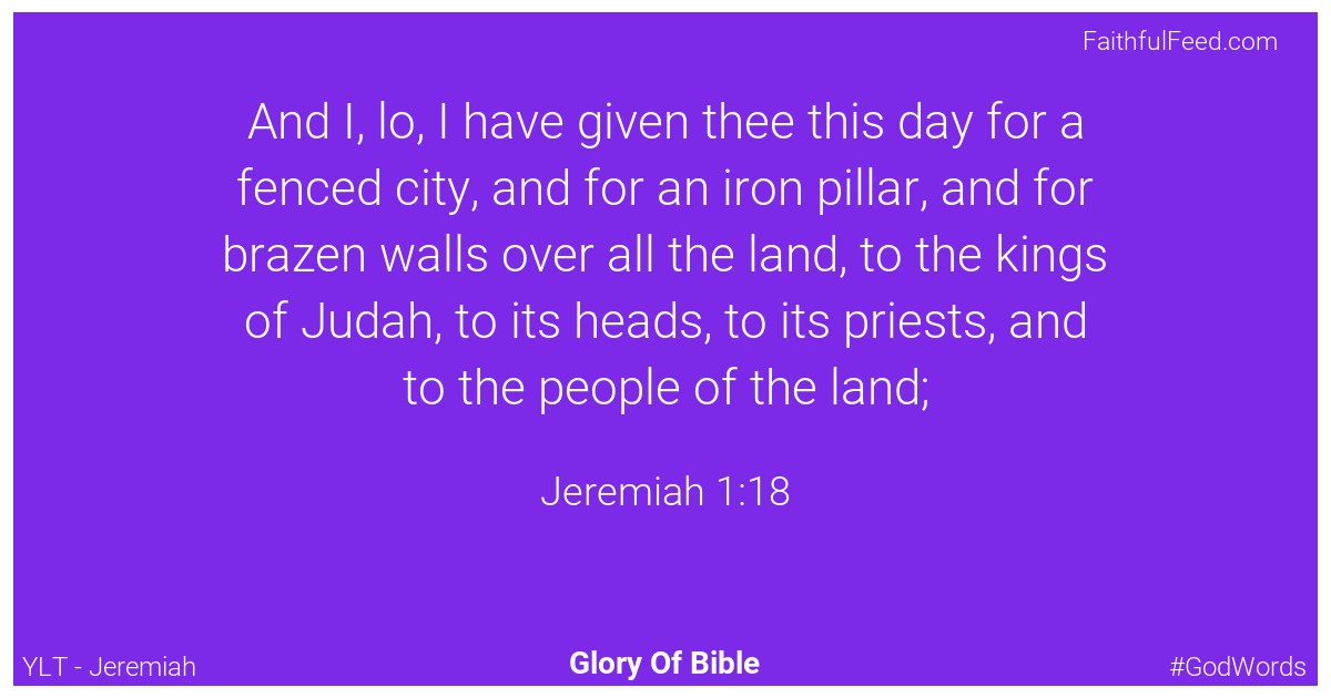 Jeremiah 1:18 - Ylt