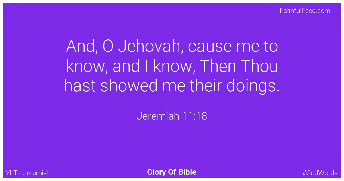Jeremiah 11:18 - Ylt