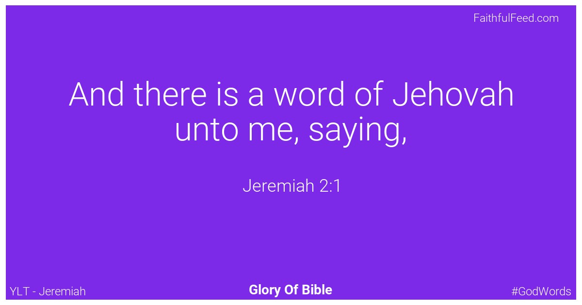 Jeremiah 2:1 - Ylt