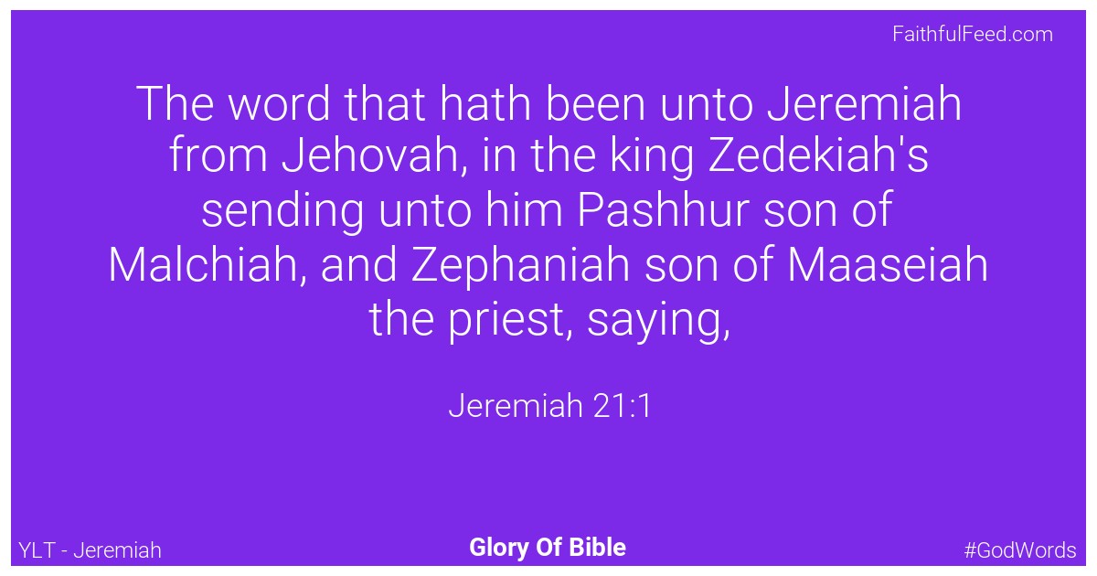 Jeremiah 21:1 - Ylt