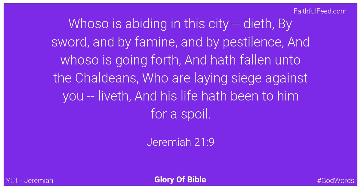 Jeremiah 21:9 - Ylt