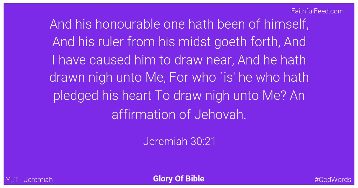 Jeremiah 30:21 - Ylt