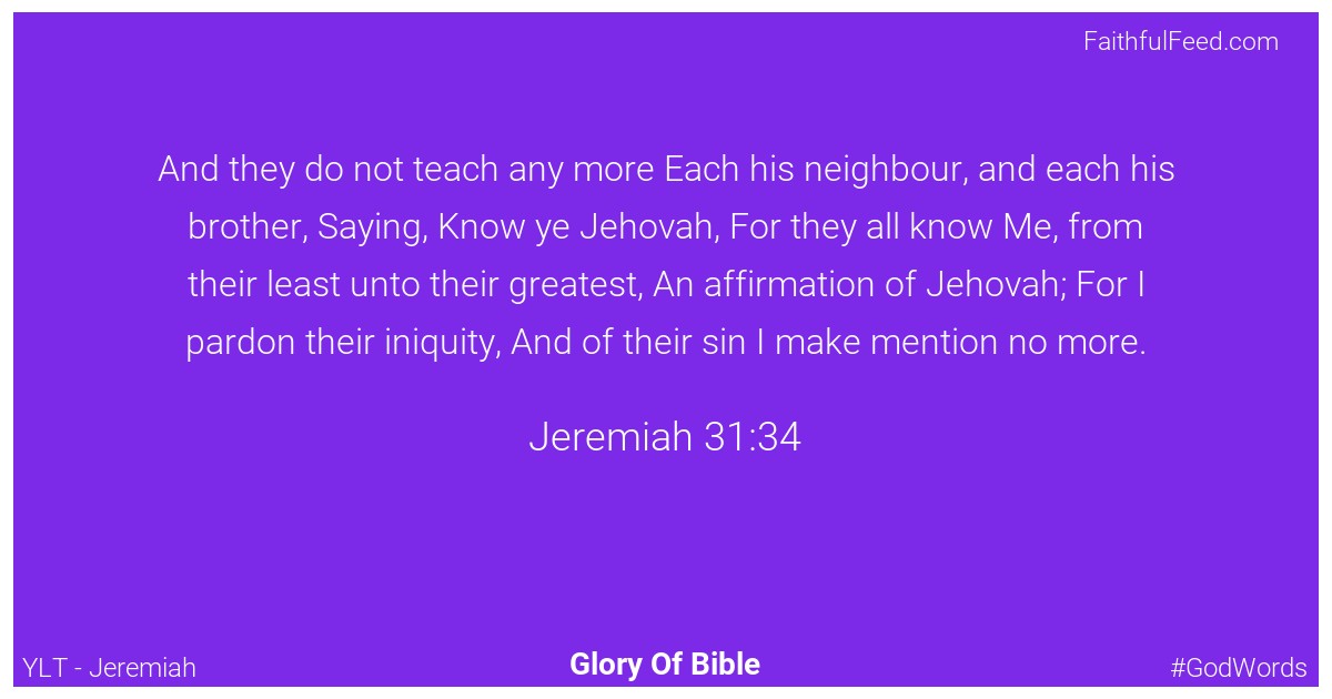 Jeremiah 31:34 - Ylt