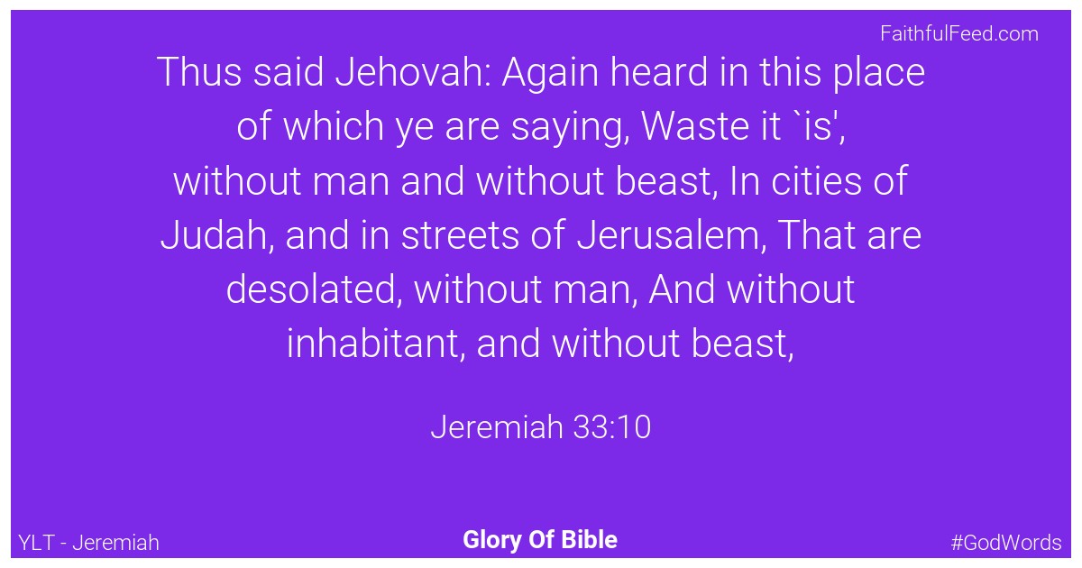 Jeremiah 33:10 - Ylt