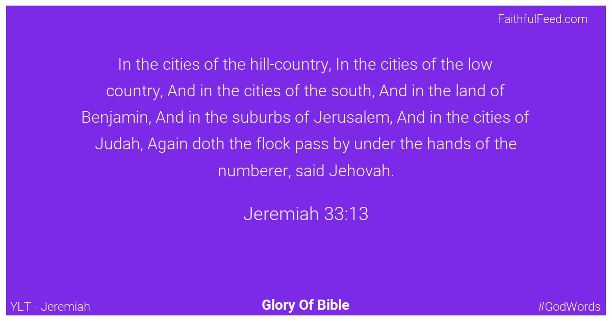 Jeremiah 33:13 - Ylt