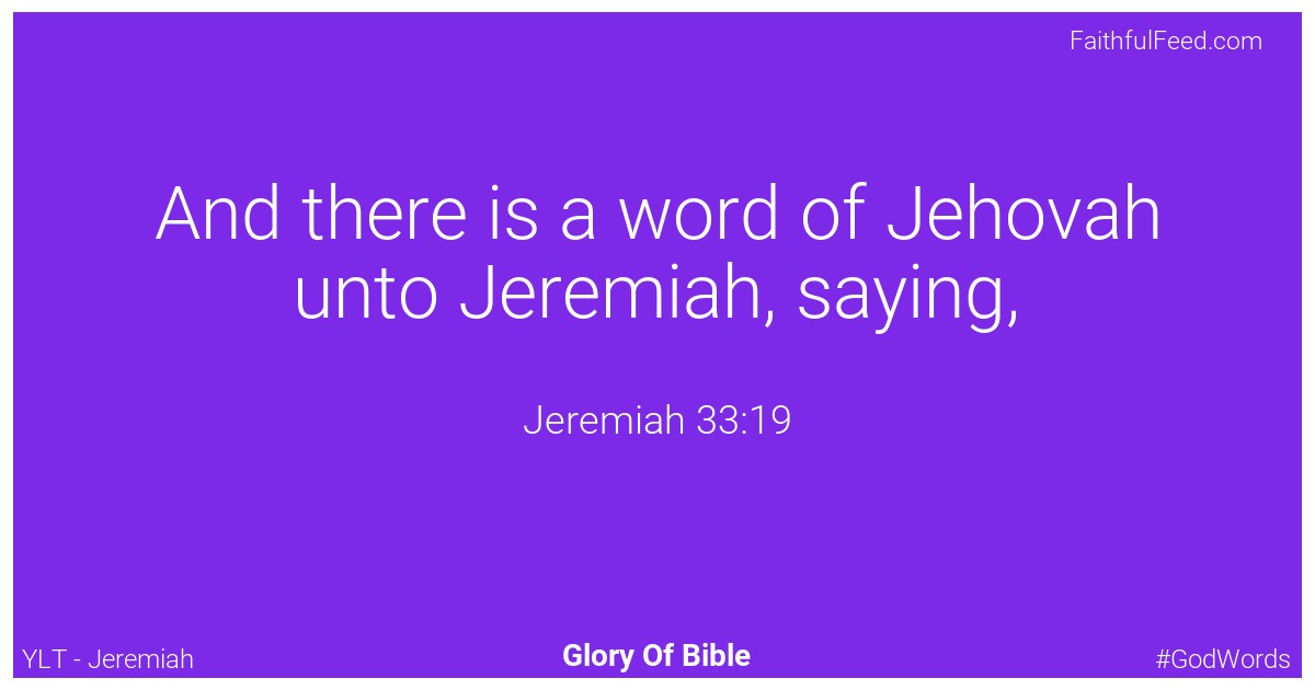 Jeremiah 33:19 - Ylt