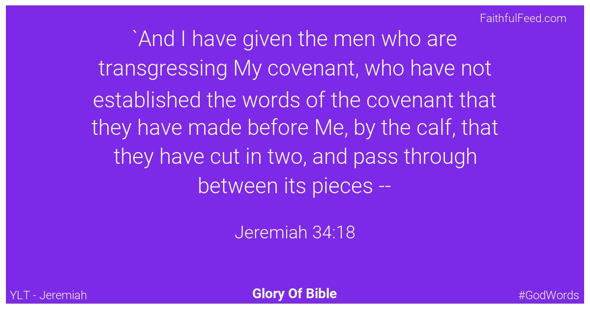 Jeremiah 34:18 - Ylt