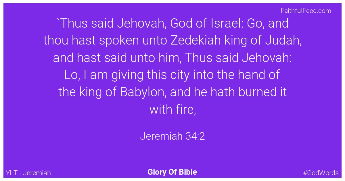 Jeremiah 34:2 - Ylt