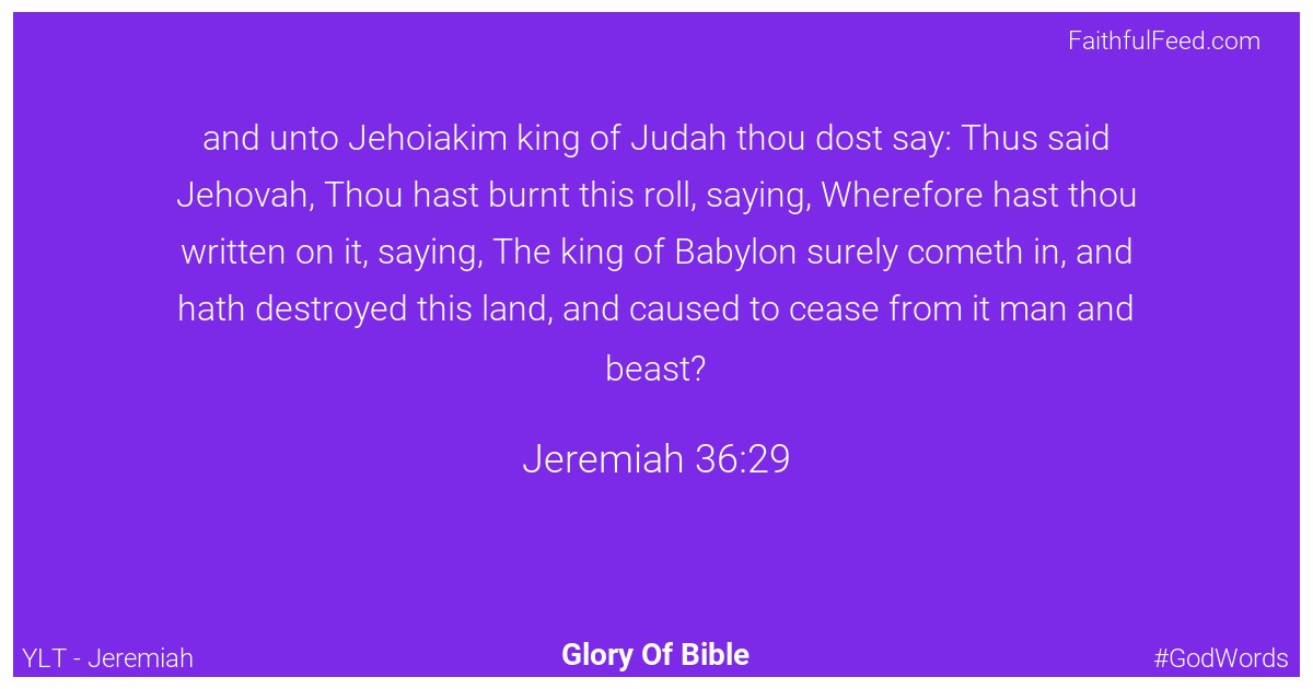 Jeremiah 36:29 - Ylt