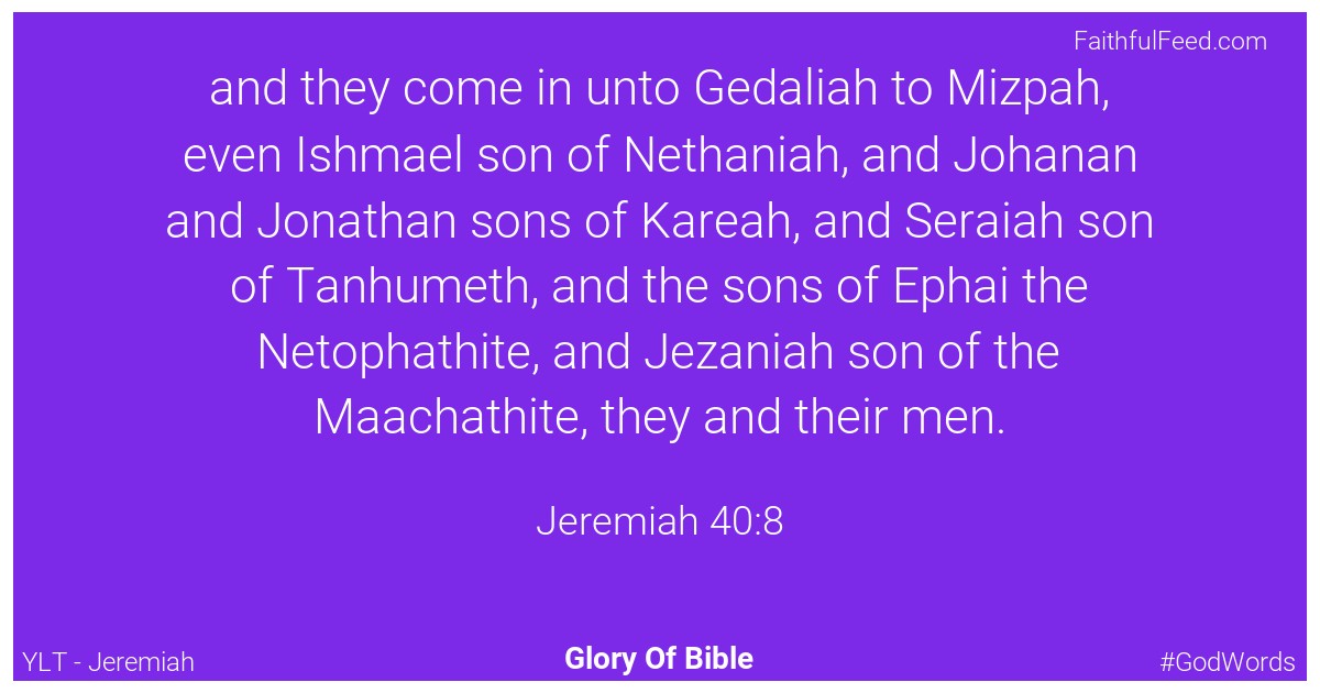 Jeremiah 40:8 - Ylt
