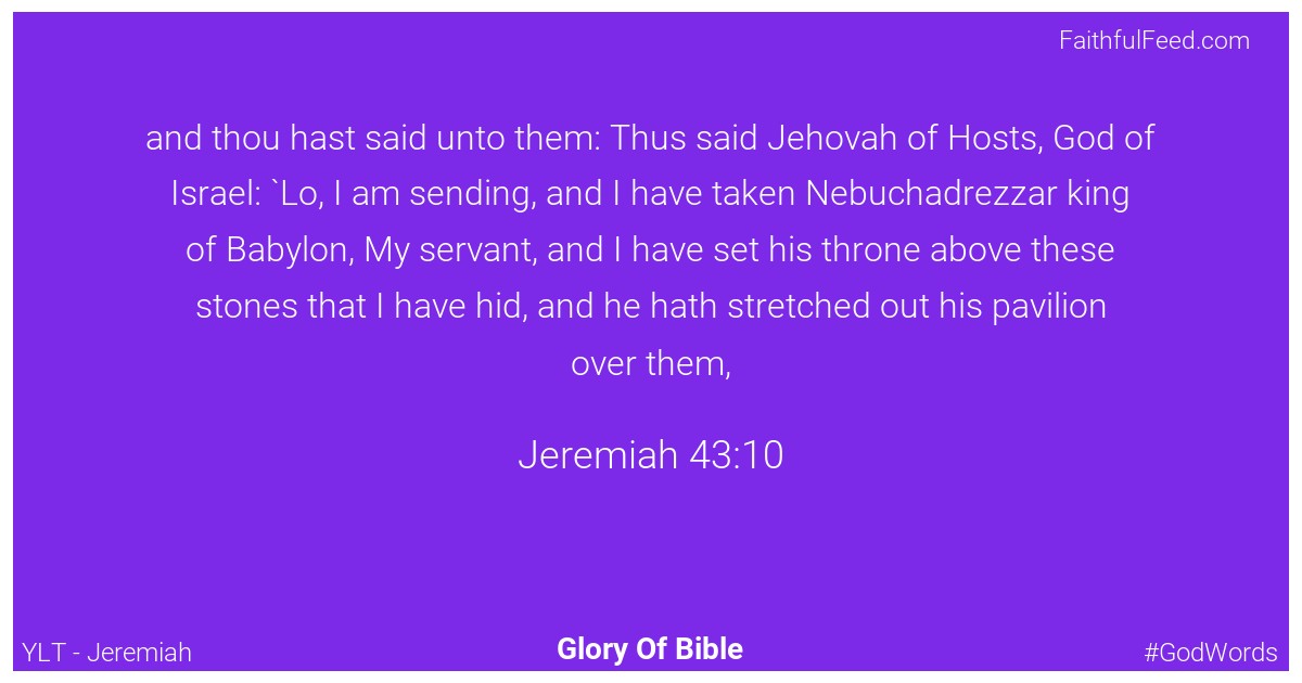Jeremiah 43:10 - Ylt