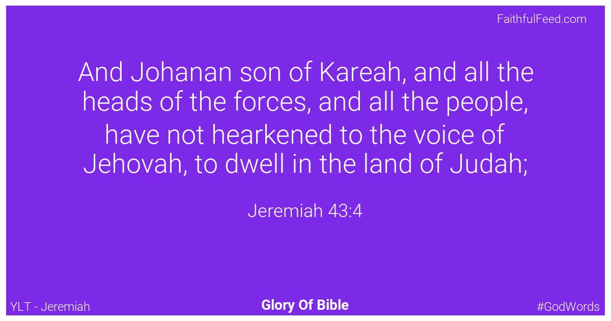 Jeremiah 43:4 - Ylt