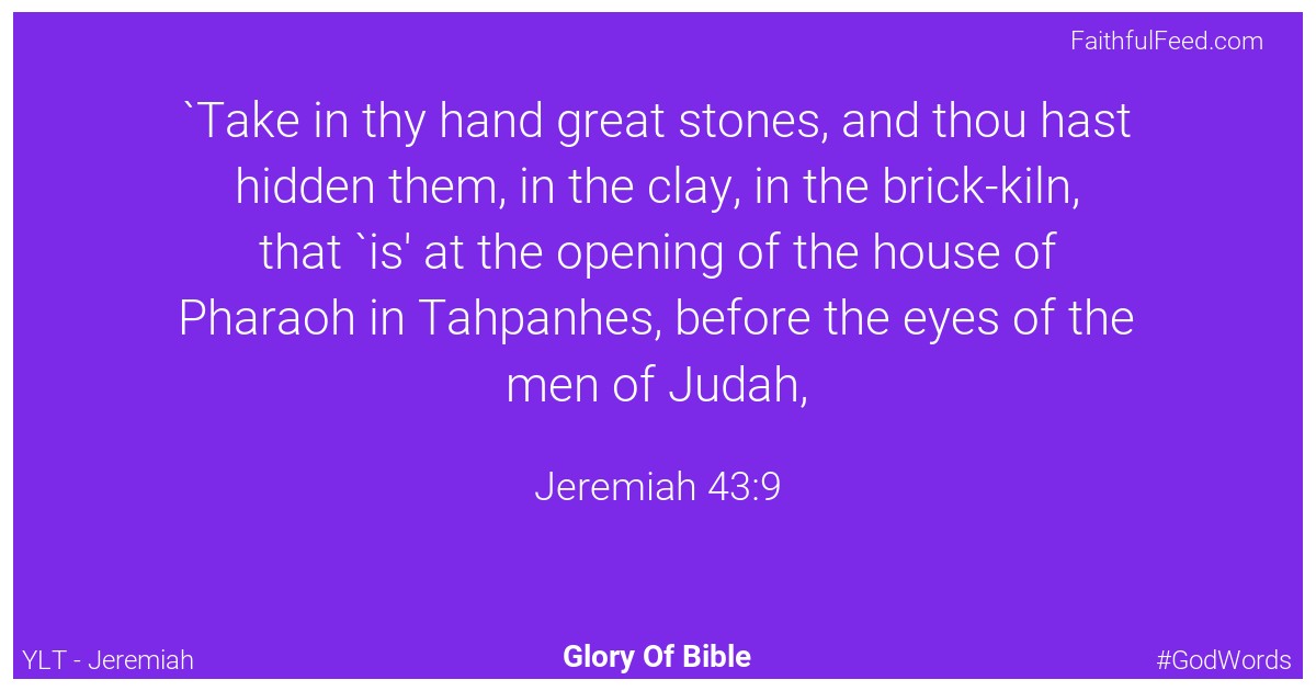 Jeremiah 43:9 - Ylt