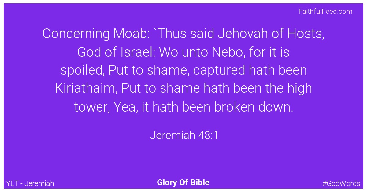 Jeremiah 48:1 - Ylt