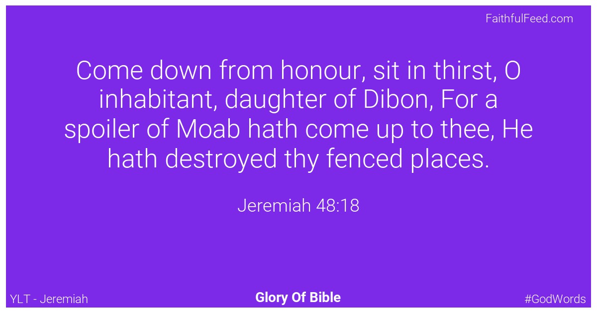 Jeremiah 48:18 - Ylt