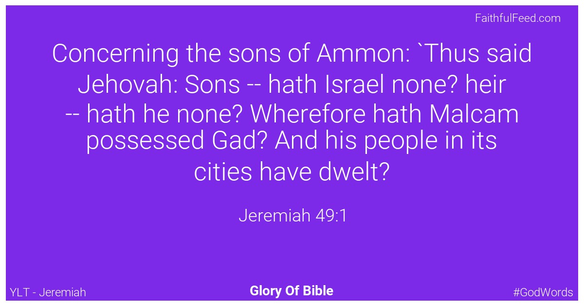 Jeremiah 49:1 - Ylt