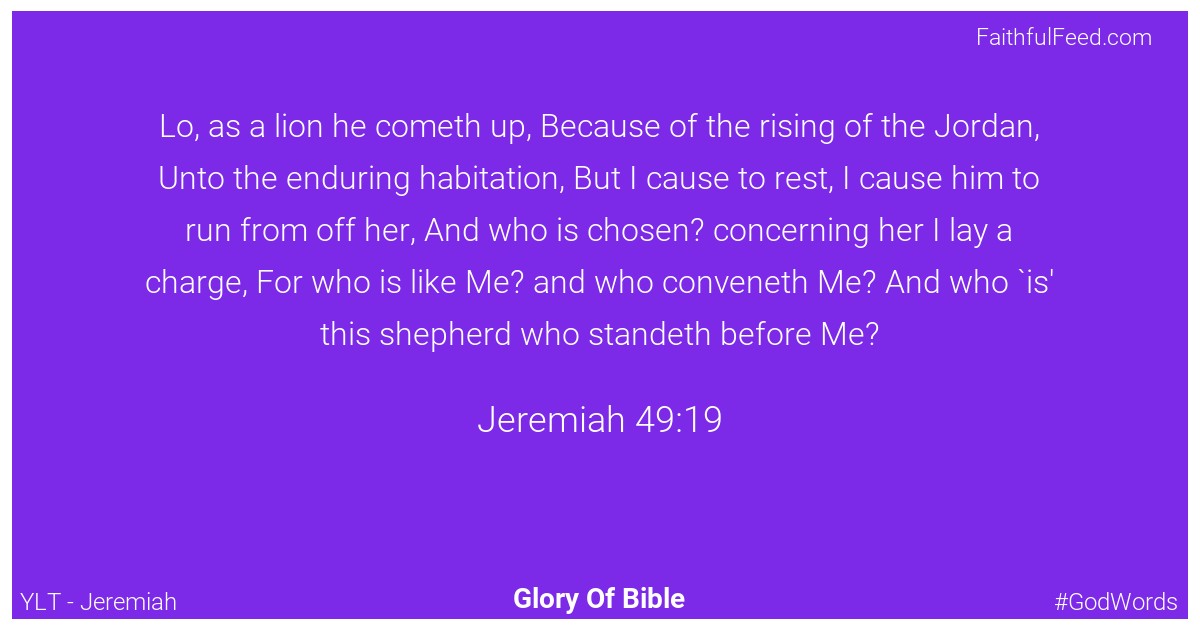 Jeremiah 49:19 - Ylt