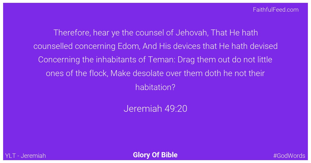 Jeremiah 49:20 - Ylt