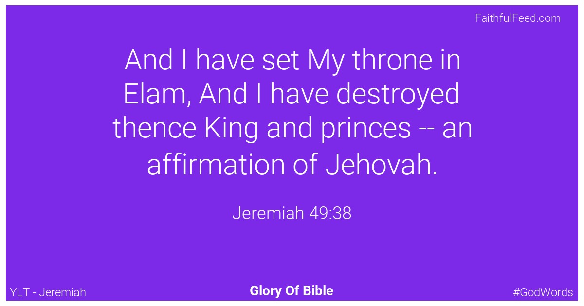 Jeremiah 49:38 - Ylt