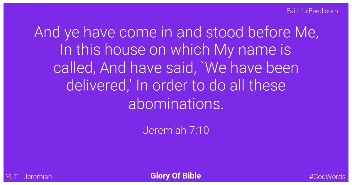 Jeremiah 7:10 - Ylt