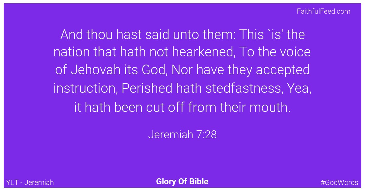 Jeremiah 7:28 - Ylt