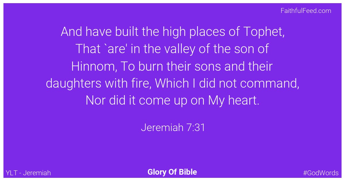 Jeremiah 7:31 - Ylt