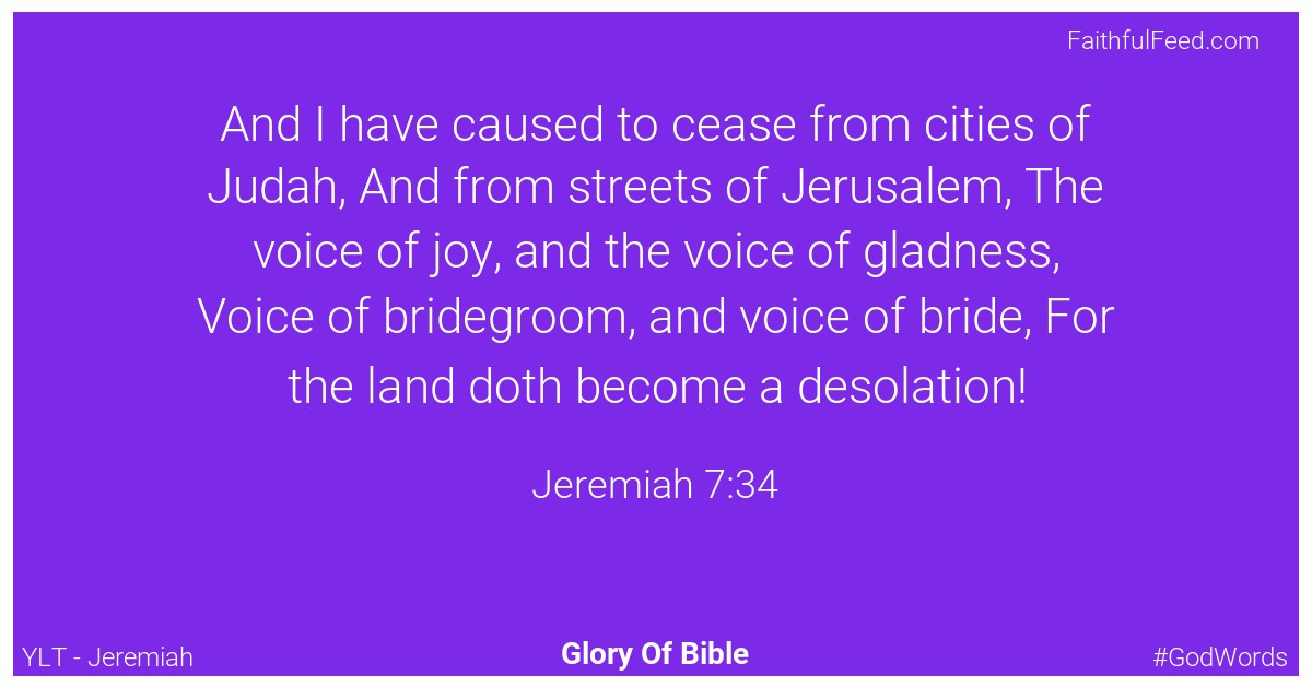 Jeremiah 7:34 - Ylt