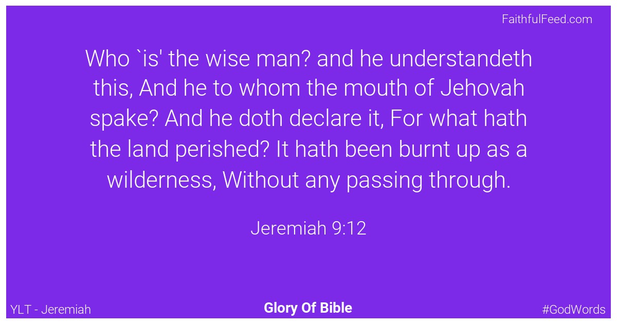 Jeremiah 9:12 - Ylt